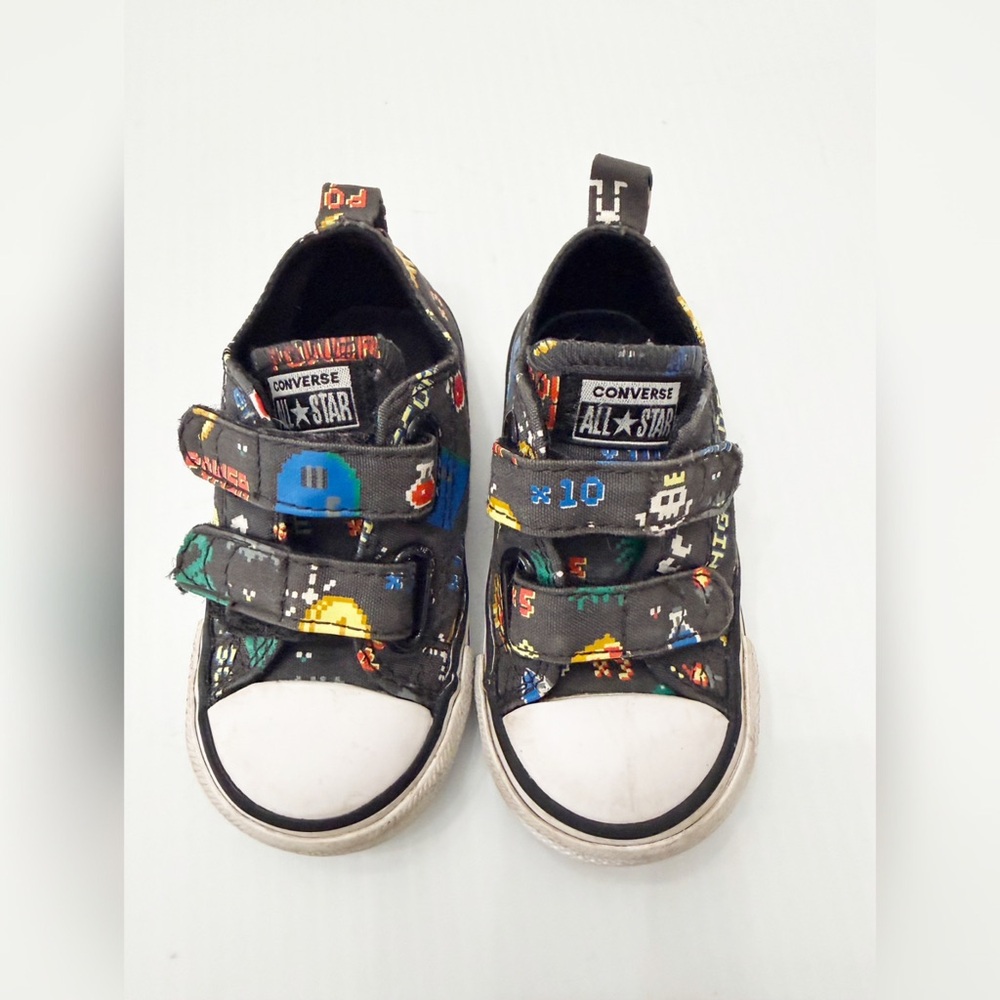 Converse Video Game Print Velcro Sneakers Shoes - 5